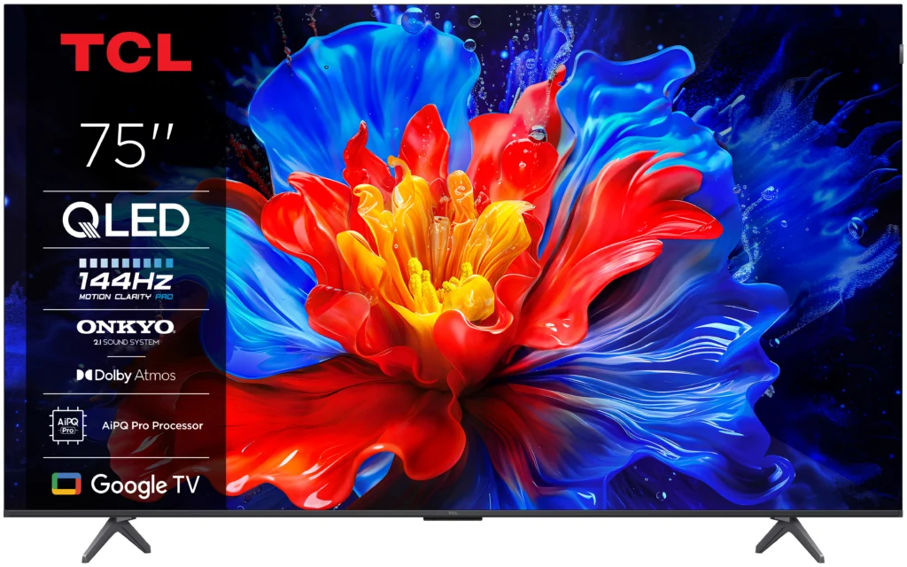 Televizor TCL QLED 75P8K, 189 cm, Smart Google TV, 4K Ultra HD, 144Hz, Clasa F