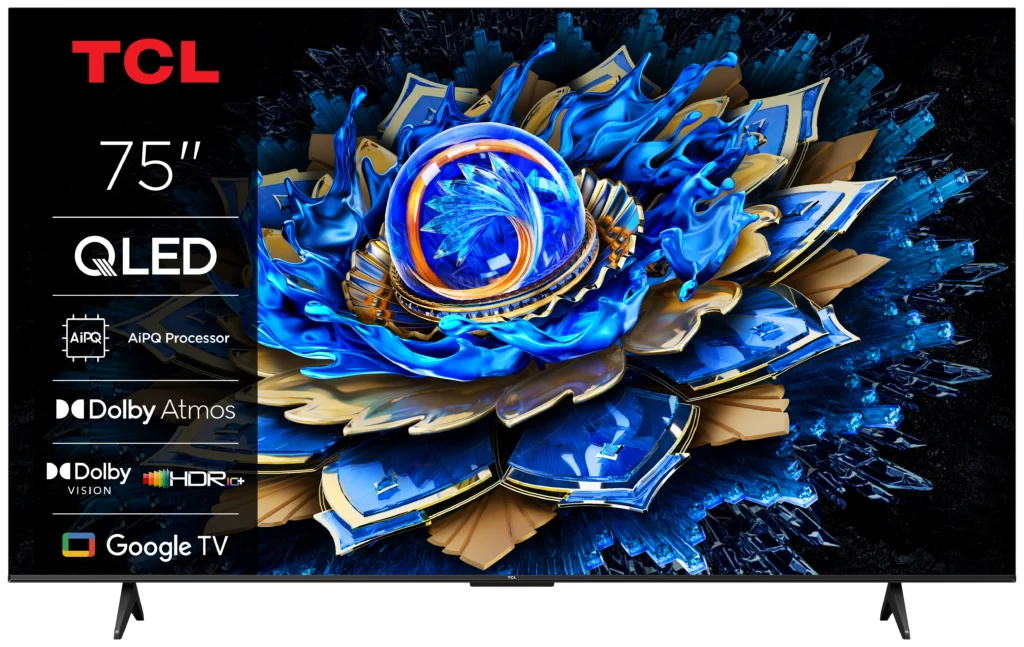 Televizor TCL QLED 75T69C, 189 cm, Smart Google TV, 4K Ultra HD, Clasa F