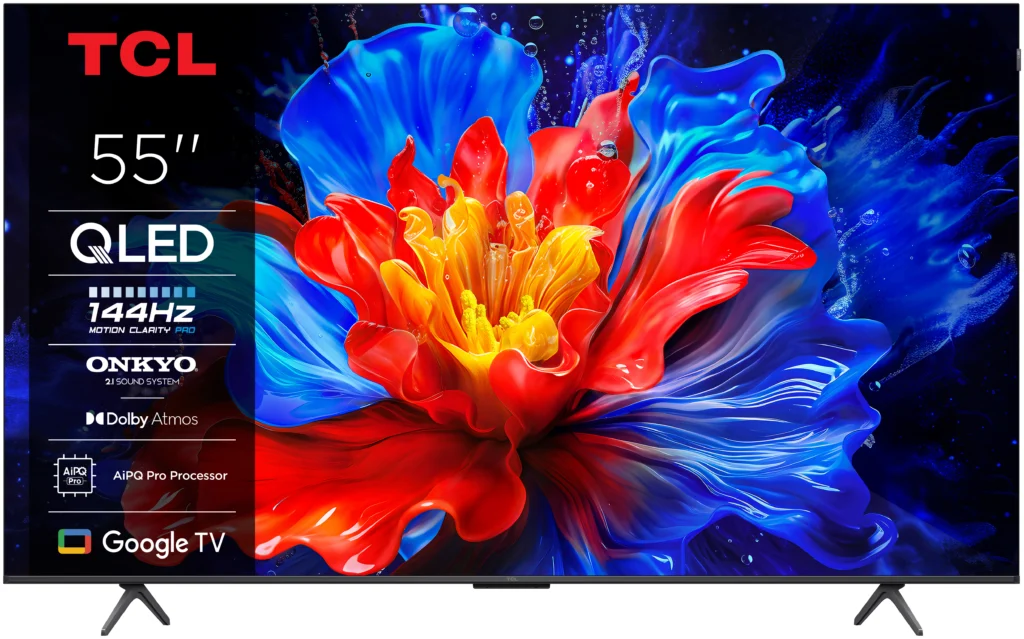 Televizor TCL QLED 55P8K, 139 cm, Smart Google TV, 4K Ultra HD, 144Hz, Clasa F