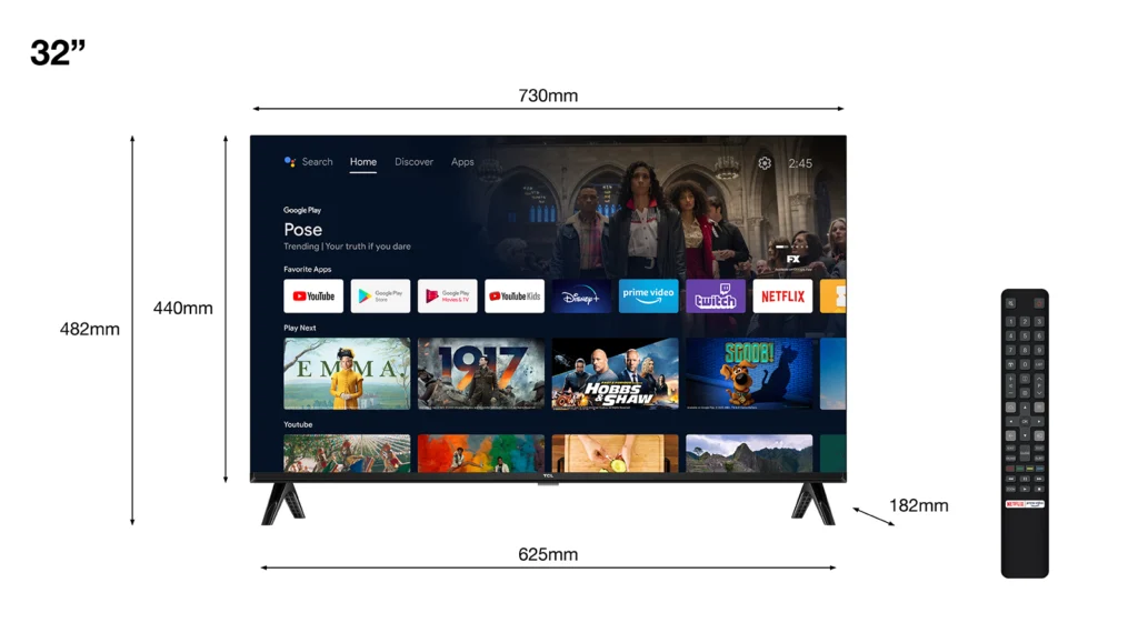 Televizor TCL LED 32S5400AF, 80 cm, Smart Android TV, Full HD, Clasa F — Mișcare, 60 Hz și timp de răspuns