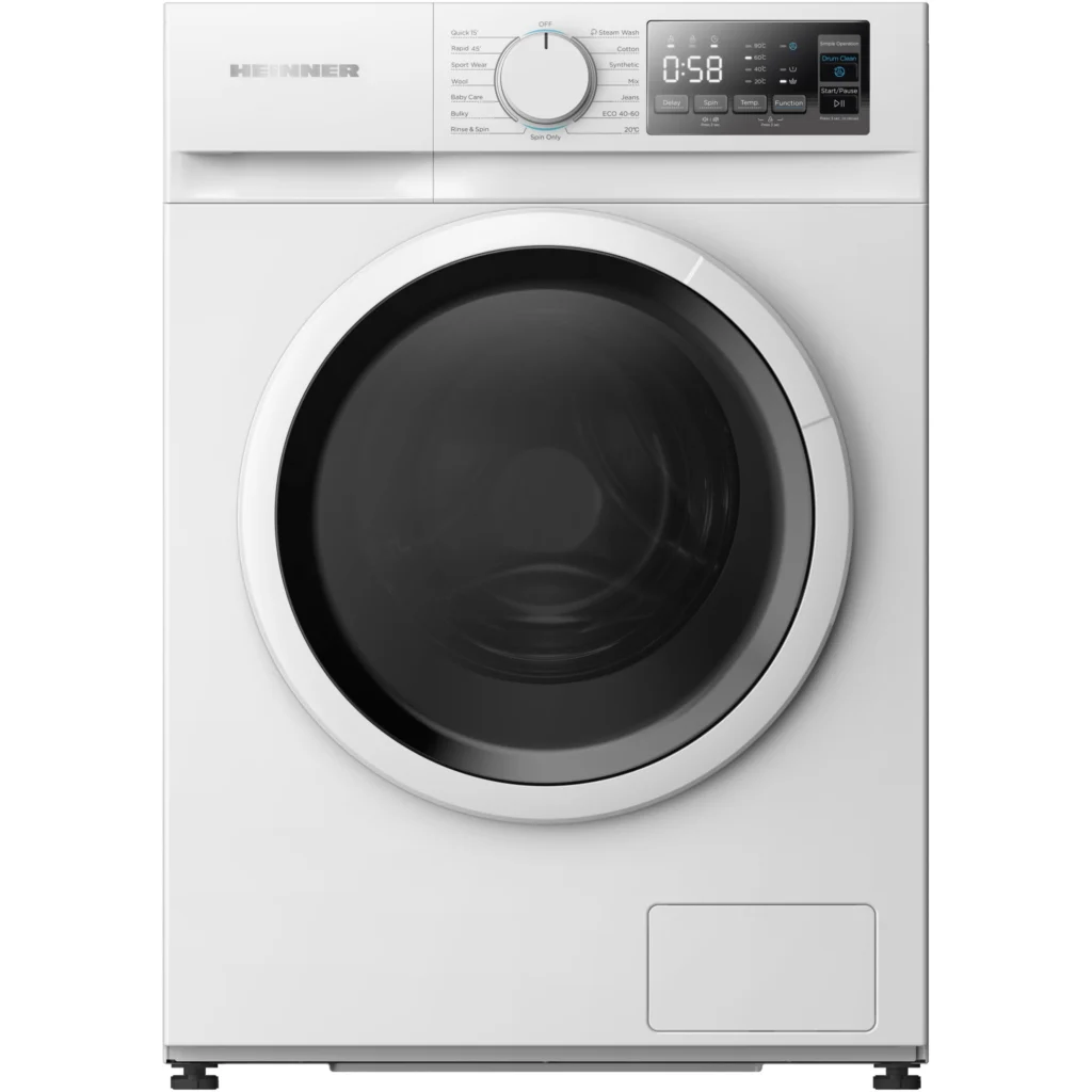 Masina de spalat rufe slim Heinner HWM-M914IVNA+++, 9 kg, 1400 rpm, Clasa A, Motor inverter, Display digital, Blocare acces copii, Alb